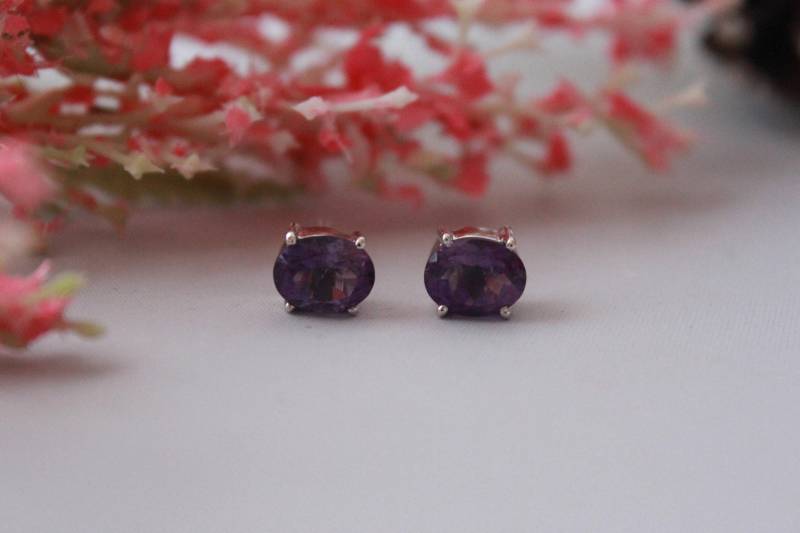 Amethyst Ohrstecker Set in Sterling Silber von GemtasticUK