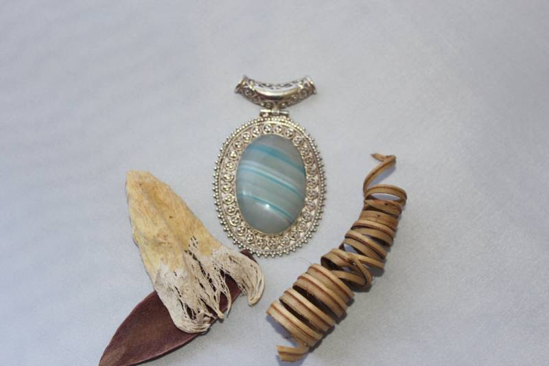 Blaue Spitze Achat Anhänger Set in Sterling Silber von GemtasticUK