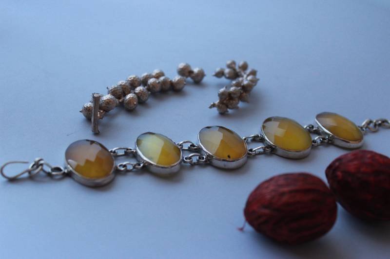 Glam Gelb Onyx Armband Set in Sterling Silber von GemtasticUK