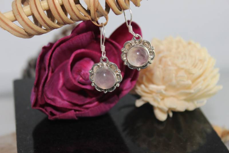 Rosenquarz Ohrringe Set in Sterling Silber von GemtasticUK
