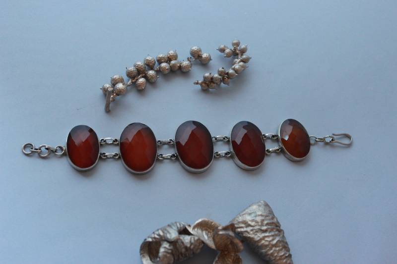 Schöne Braun Onyx Armband Set in Sterling Silber von GemtasticUK