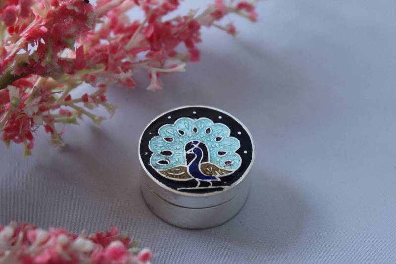 Tanzen Pfau Ring/Charm-Box in Sterling Silber von GemtasticUK