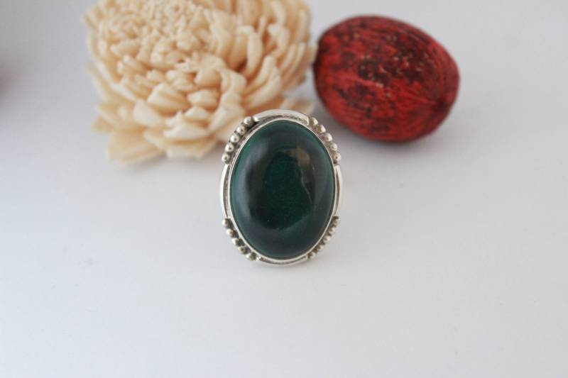 Wunderschöne Grüne Onyx Ring in Sterling Silber Gesetzt von GemtasticUK