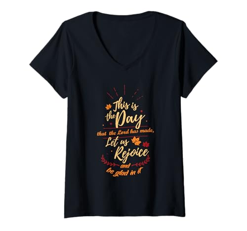 Damen Thanksgiving - Dies ist der Tag, den der Herr gemacht hat T-Shirt mit V-Ausschnitt Damen Thanksgiving - Dies ist der Tag, den der Herr gemacht hat T-Shirt mit V-Ausschnitt von Gemütliche Ernte -Stimmung