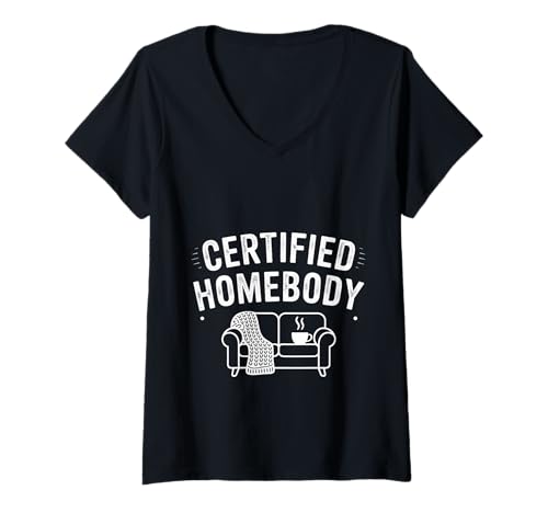 Damen Certified Homebody Cozy Introvert Lifestyle Vibe - T-Shirt mit V-Ausschnitt Damen Certified Homebody Cozy Introvert Lifestyle Vibe - T-Shirt mit V-Ausschnitt von Gemütliche Homebody -Ecke