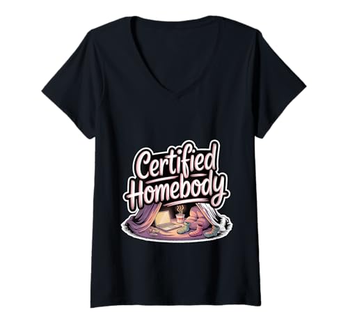 Damen Certified Homebody Cozy Introvert Lifestyle Vibe T-Shirt mit V-Ausschnitt von Gemütliche Homebody -Ecke