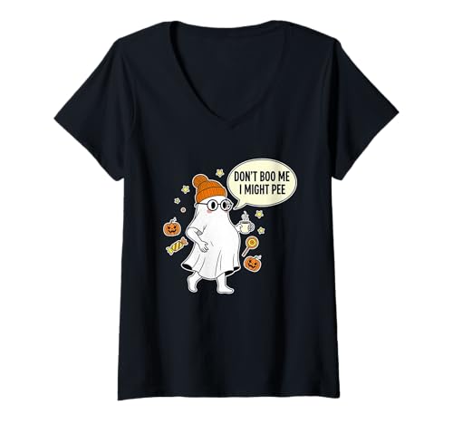 Damen Schwangeres Halloween lustiger Ghost Boo Nicht Mir T -Shirt T-Shirt mit V-Ausschnitt Damen Schwangeres Halloween lustiger Ghost Boo Nicht Mir T -Shirt T-Shirt mit V-Ausschnitt von Gemütlicher Spooky, Mama -Kleidung zu sein