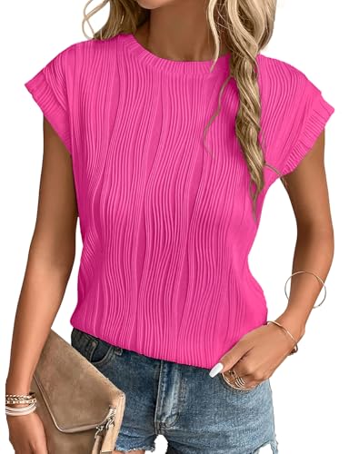 Gemulate Oberteile Damen Basic Shirt Damen Slim Fit Kurzarm Mode T-Shirt Dressy Business Outfit Rosenrot S von Gemulate