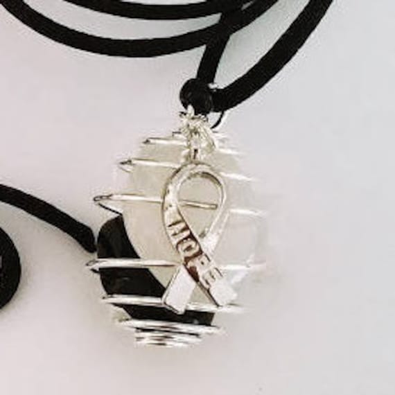 ndocrine Krebs ~ Zebra Awareness Edelstein Kette | Hope Beacon Schwarzer Turmalin/Weißer Quarz, 24" Kordel Oder Kette, Hoffnung Charm, "Fundraiser" von Gemz4Gemz