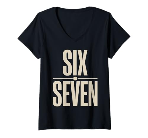 Damen 67 Meme Sechs Sieben T-Shirt mit V-Ausschnitt von Gen Alpha Meme Slang Basket