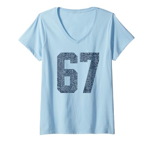Damen Six Seven 6 7 Meme Funny Lustig T-Shirt mit V-Ausschnitt Damen Six Seven 6 7 Meme Funny Lustig T-Shirt mit V-Ausschnitt von Gen Alpha Slang Designs