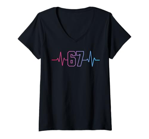 Damen Six Seven 6 7 Meme Funny Lustig T-Shirt mit V-Ausschnitt Damen Six Seven 6 7 Meme Funny Lustig T-Shirt mit V-Ausschnitt von Gen Alpha Slang Designs