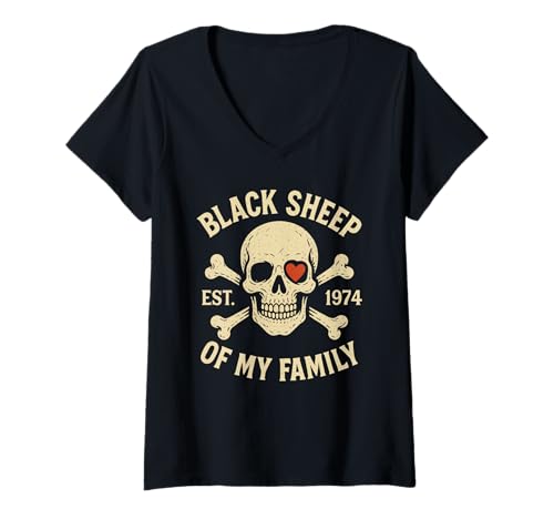 Damen Das Schwarze Schaf meiner Familie — Lustiger Geburtstag der Generation X 1974 T-Shirt mit V-Ausschnitt von Gen X 1974 Family Matching Birthday