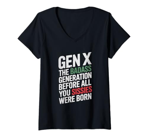 Damen Generation X Badass vor deiner Geburt T-Shirt mit V-Ausschnitt Damen Generation X Badass vor deiner Geburt T-Shirt mit V-Ausschnitt von Gen X Badass Generation Retro Humor