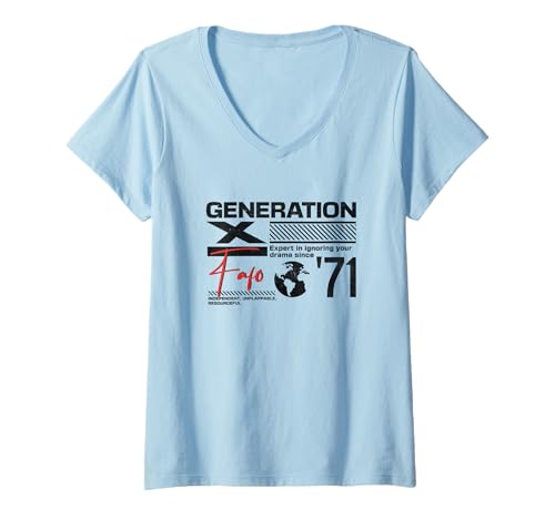Damen Generation X FAFO Generation Generation Gen Xer Geboren 1971 Retro Vintage T-Shirt mit V-Ausschnitt Damen Generation X FAFO Generation Generation Gen Xer Geboren 1971 Retro Vintage T-Shirt mit V-Ausschnitt von Gen X FAFO Generation Proud Gen Xer
