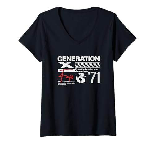 Damen Generation X FAFO Generation Generation Gen Xer Geboren 1971 Retro Vintage T-Shirt mit V-Ausschnitt Damen Generation X FAFO Generation Generation Gen Xer Geboren 1971 Retro Vintage T-Shirt mit V-Ausschnitt von Gen X FAFO Generation Proud Gen Xer