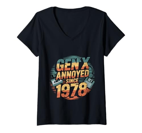 Damen Gen X Annoyed Since 1978 Retro -Haltung für Erwachsene - T-Shirt mit V-Ausschnitt Damen Gen X Annoyed Since 1978 Retro -Haltung für Erwachsene - T-Shirt mit V-Ausschnitt von Gen X Humor Retro Haltung Zitate