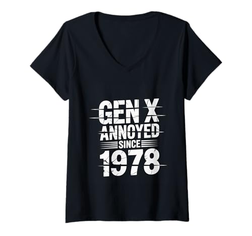 Damen Gen X Annoyed Since 1978 Retro -Haltung für Erwachsene - T-Shirt mit V-Ausschnitt Damen Gen X Annoyed Since 1978 Retro -Haltung für Erwachsene - T-Shirt mit V-Ausschnitt von Gen X Humor Retro Haltung Zitate