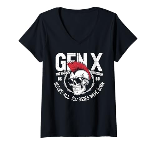 Damen Retro Gen X Die Badasss-Generation vor All euch Weichlingen T-Shirt mit V-Ausschnitt Damen Retro Gen X Die Badasss-Generation vor All euch Weichlingen T-Shirt mit V-Ausschnitt von Gen X The Badasss Generation Before All You