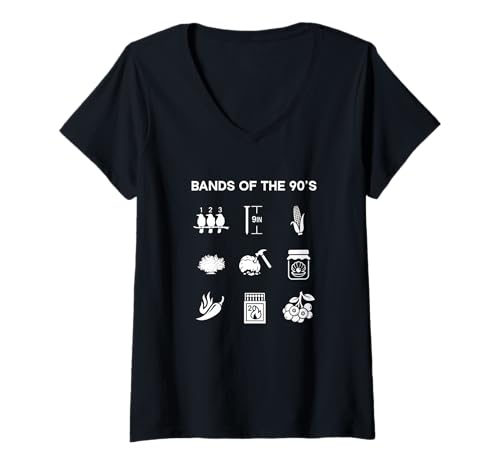 Damen Bands DER 90ER - Funny Gen X, Xennial, Rock Music T-Shirt mit V-Ausschnitt Damen Bands DER 90ER - Funny Gen X, Xennial, Rock Music T-Shirt mit V-Ausschnitt von Gen X Vibes