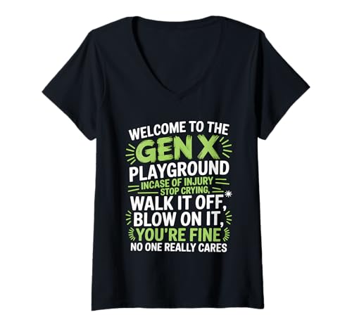 Damen Gen X We Don't Care Shirt Boomer Gen X Gifts Vintage 1975 T-Shirt mit V-Ausschnitt von Gen X We Don’t Care Vintage Raised on Hose Water