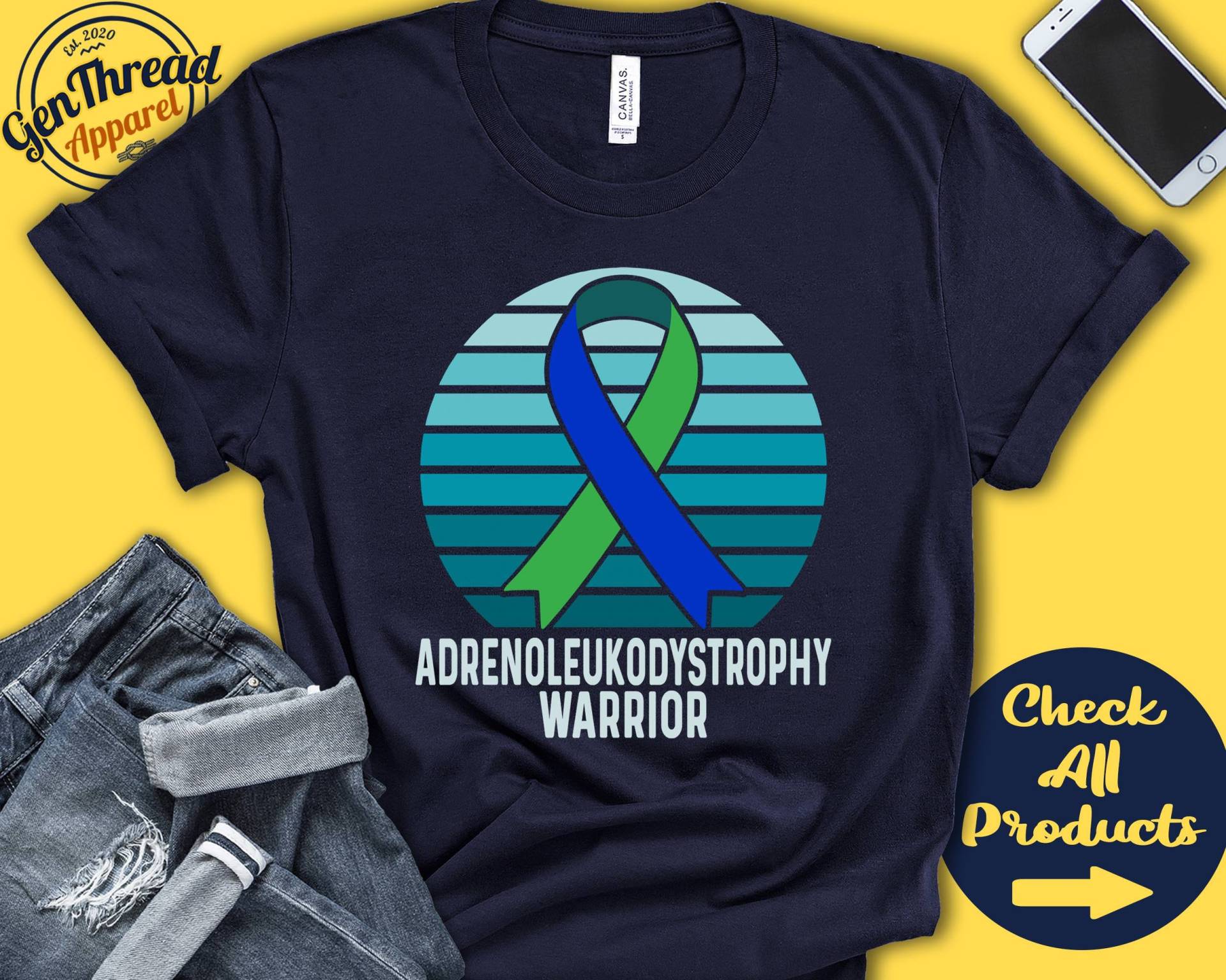 Adrenoleukodystrophie Shirt | Ald Bewusstsein Grün Blaues Band Kriegerin Kämpfer Eingriff Erholung Tank Hoodie A1511 von GenThreadApparel