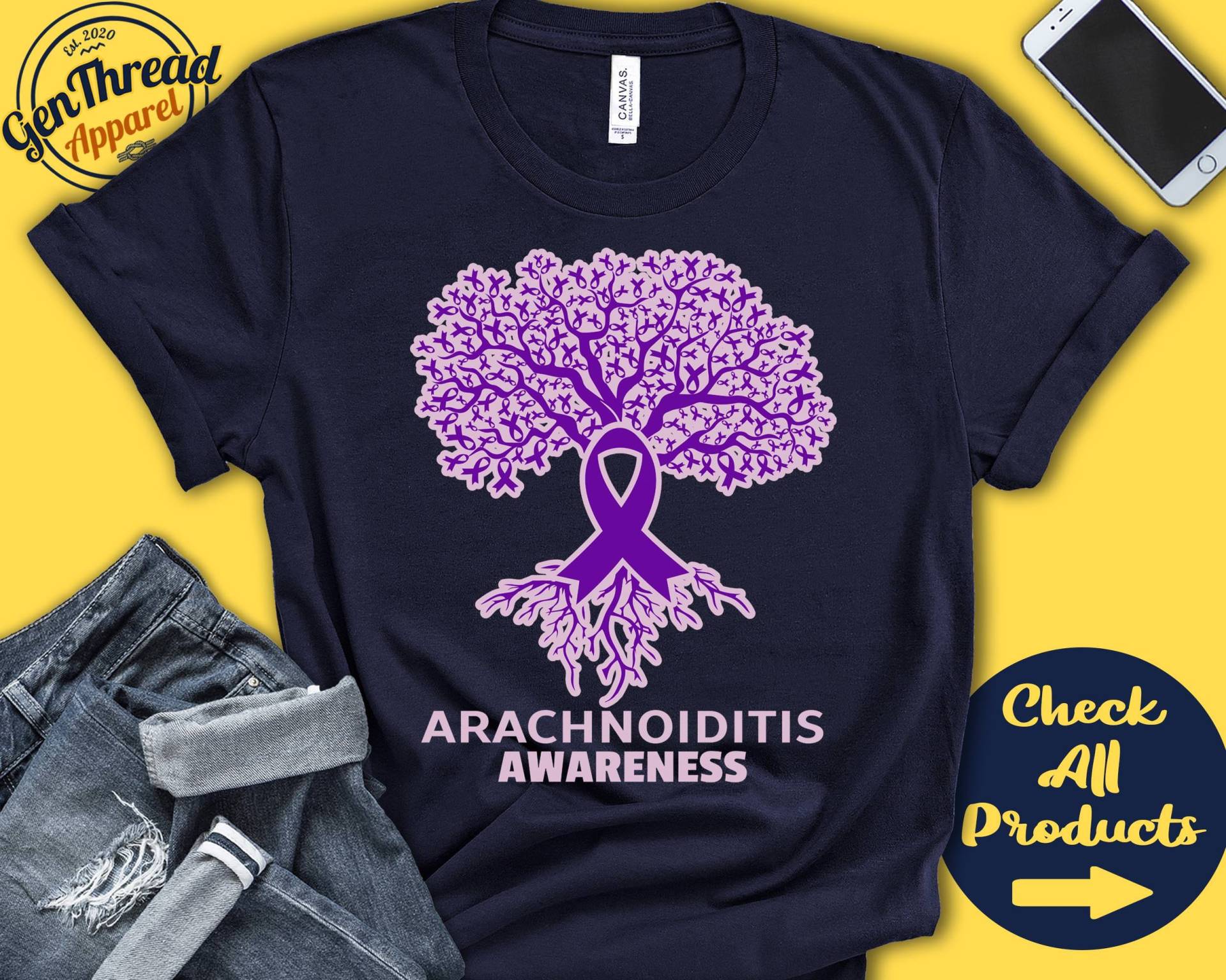 Arachnoiditis-Shirt | Arachnoiditis-Bewusstsein Baum Des Lebens Lila Band Kämpfer Krieger Chirurgie Wiederherstellung Tank-Hoodie A2901 von GenThreadApparel