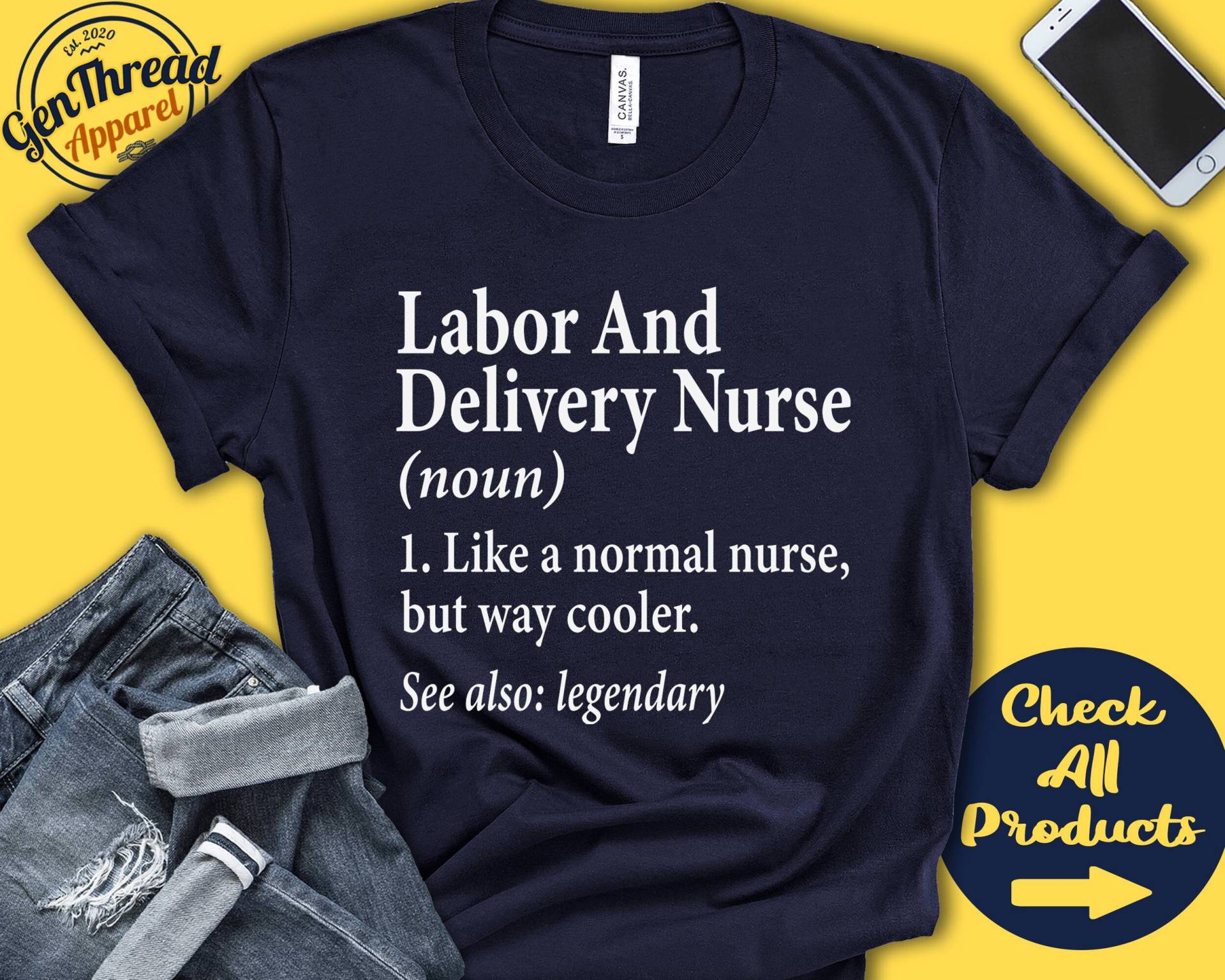 Arbeit Und Lieferung Krankenschwester-Shirt | Krankenschwester Geschenk L D Ob Nurse Ld Tanktop Hoodie A0510 von GenThreadApparel