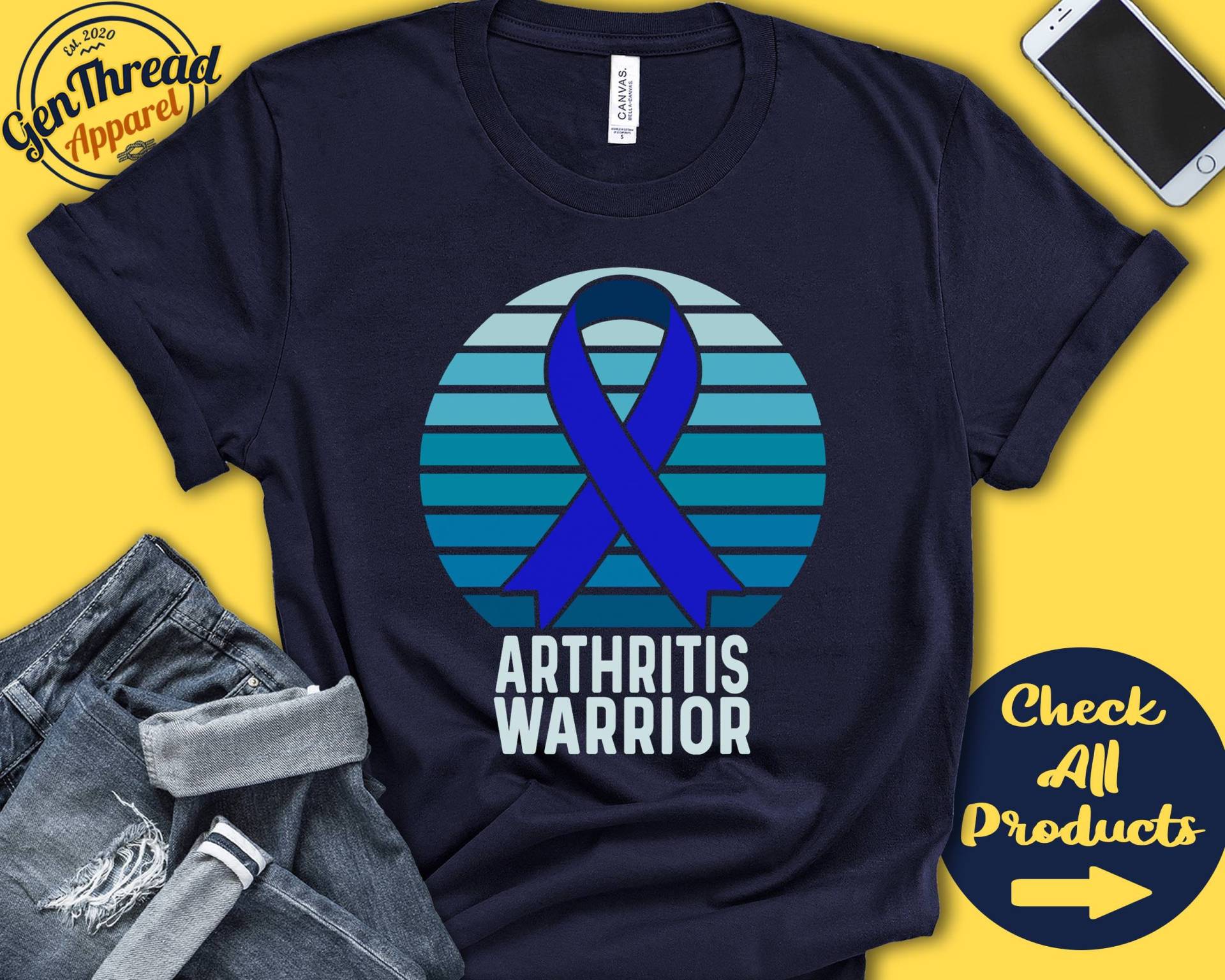 Arthritis-Shirt | Arthritis-Bewusstsein Blaues Band Kriegerin Kämpfer Eingriff Erholung Tank Hoodie A1199 von GenThreadApparel