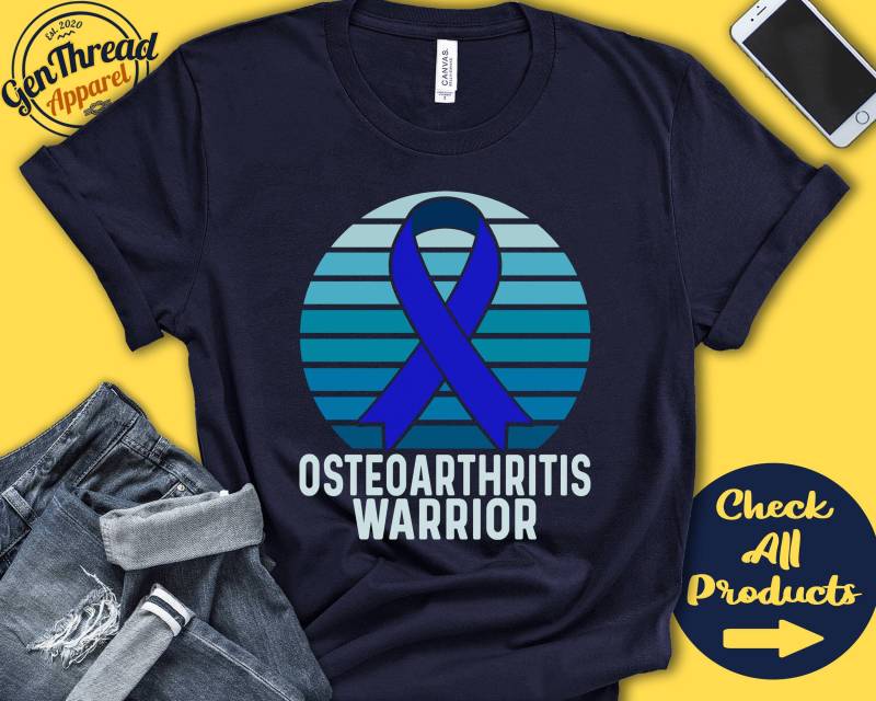 Arthrose Shirt | Arthrose-Bewusstsein Blaues Band Kriegerin Kämpfer Eingriff Erholung Tank Hoodie A1212 von GenThreadApparel