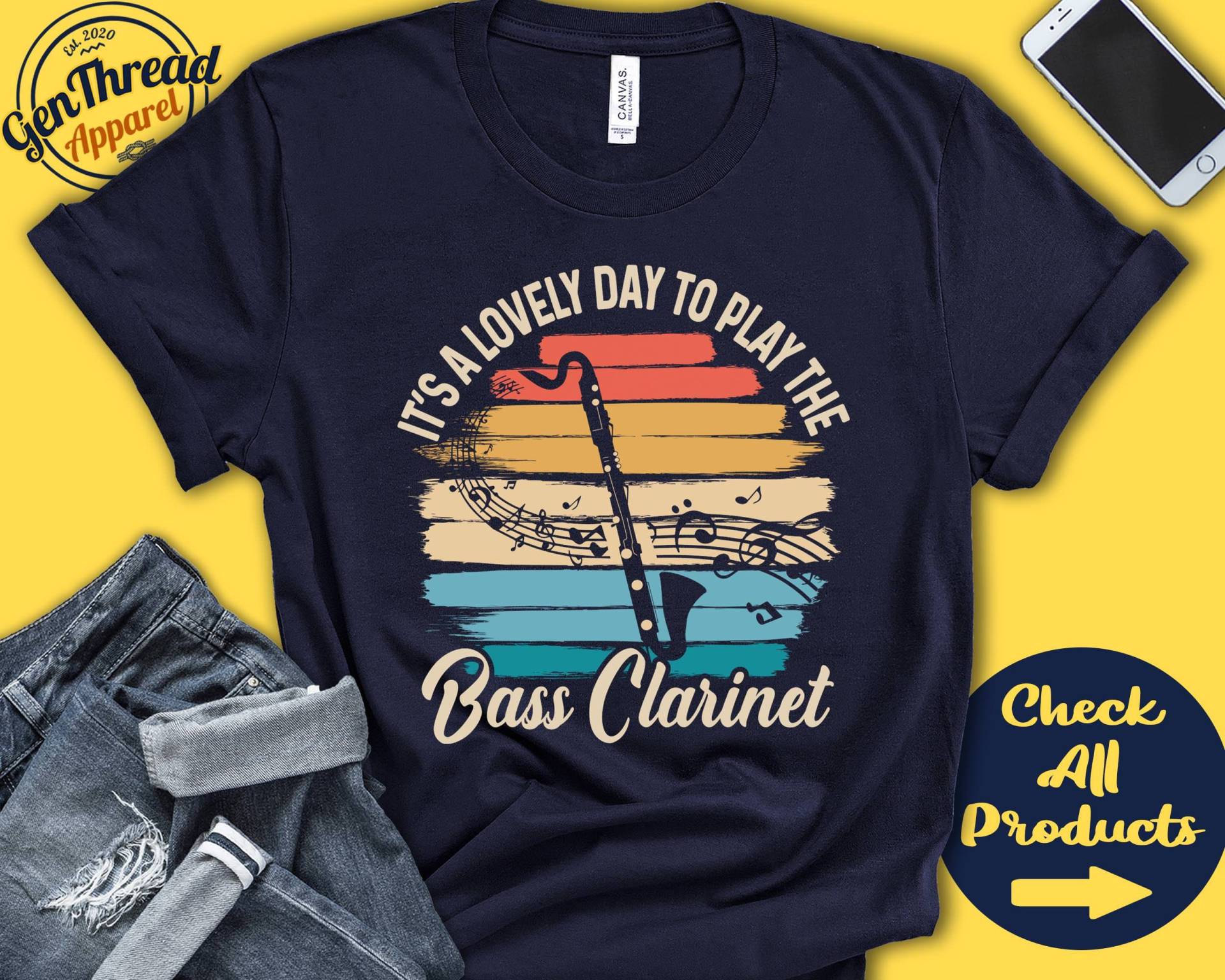 Baßklarinettist Shirt | Bassklarinette Geschenk Klarinettist T-Shirt Windlicht Musiker Musik Instrument Schöner Tag Tank Hoodie A2421 von GenThreadApparel