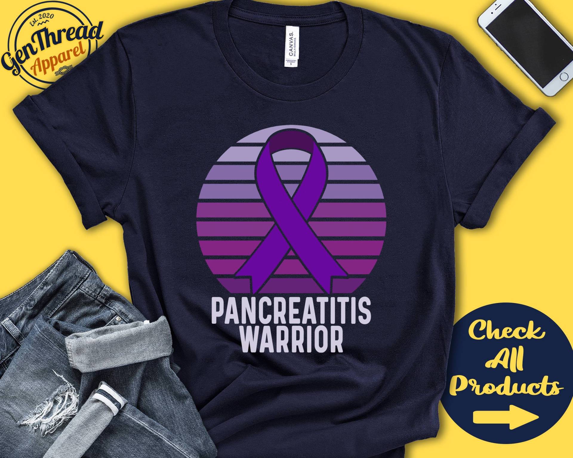 Bauchspeicheldrüsenentzündung Shirt | Pankreatitis Bewusstsein Lila Schleifenband Kriegerin Kämpfer Eingriff Erholung Tank Hoodie A1302 von GenThreadApparel