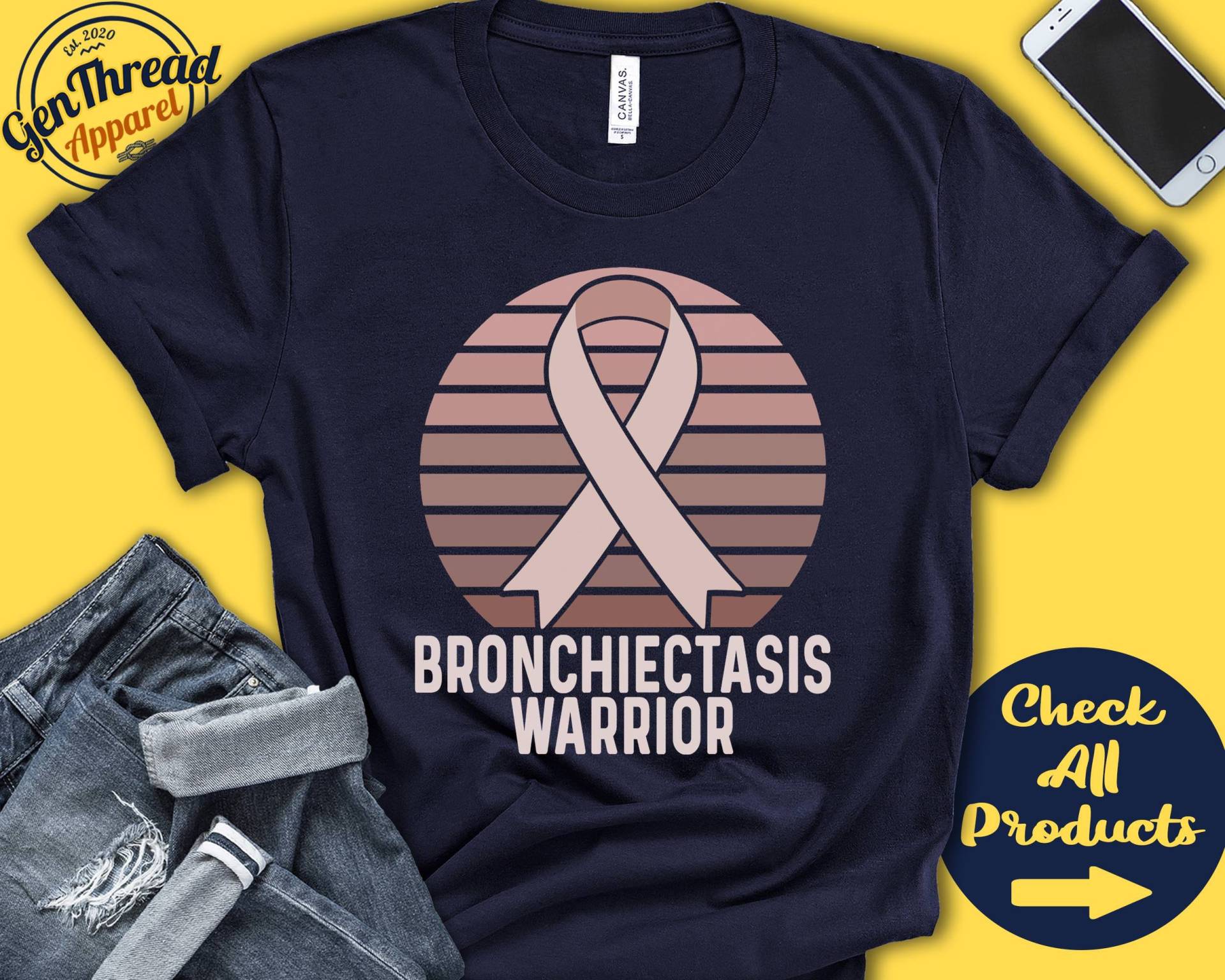 Bronchiektasen Shirt | Bronchiektasie-Bewusstsein Perlenbändchen Kriegerin Kämpfer Eingriff Erholung Tank Hoodie A1464 von GenThreadApparel