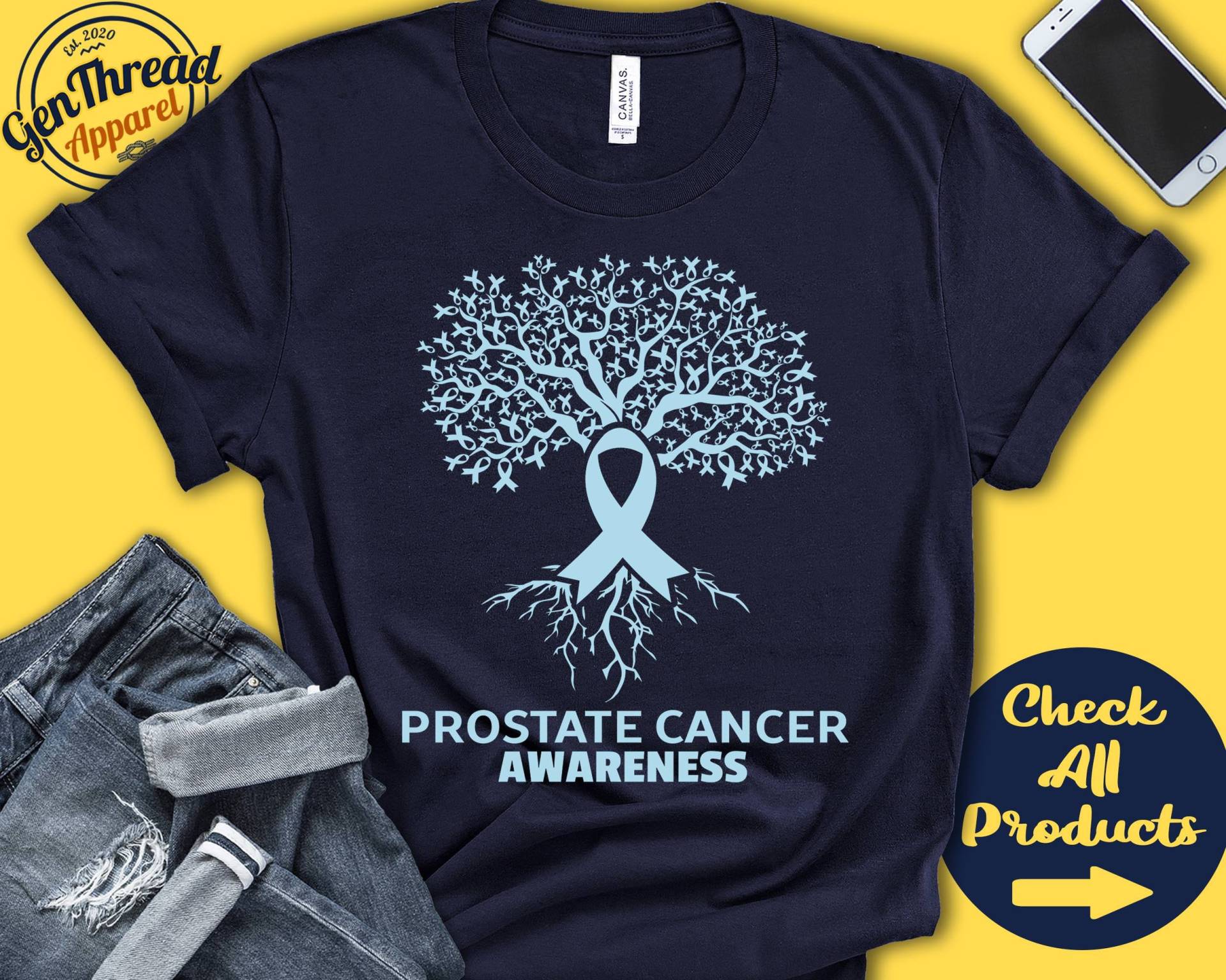 Brustkrebs Shirt | Prostatakrebs Bewusstsein Lebensbaum Hellblaues Band Kämpfer Kriegerin Eingriff Tank Hoodie A2783 Brustkrebs Shirt | Prostatakrebs Bewusstsein Lebensbaum Hellblaues Band Kämpfer Kriegerin Eingriff Tank Hoodie A2783 von GenThreadApparel