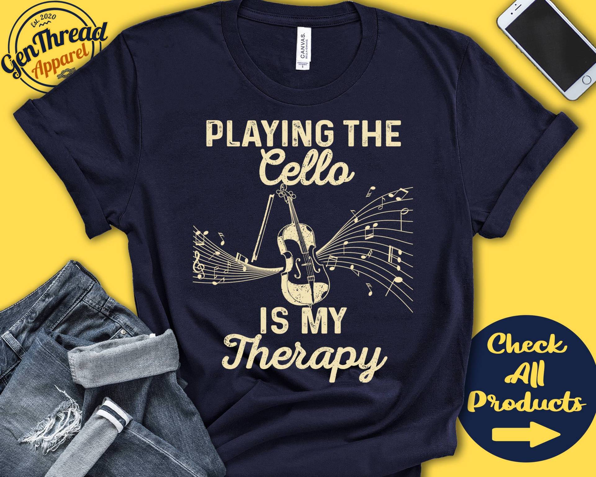 Cello Spieler Shirt | Geschenk Cellist Violoncello Aufgefädelt Musiker Musik Instrument Meine Therapie Tank Hoodie A2481 von GenThreadApparel