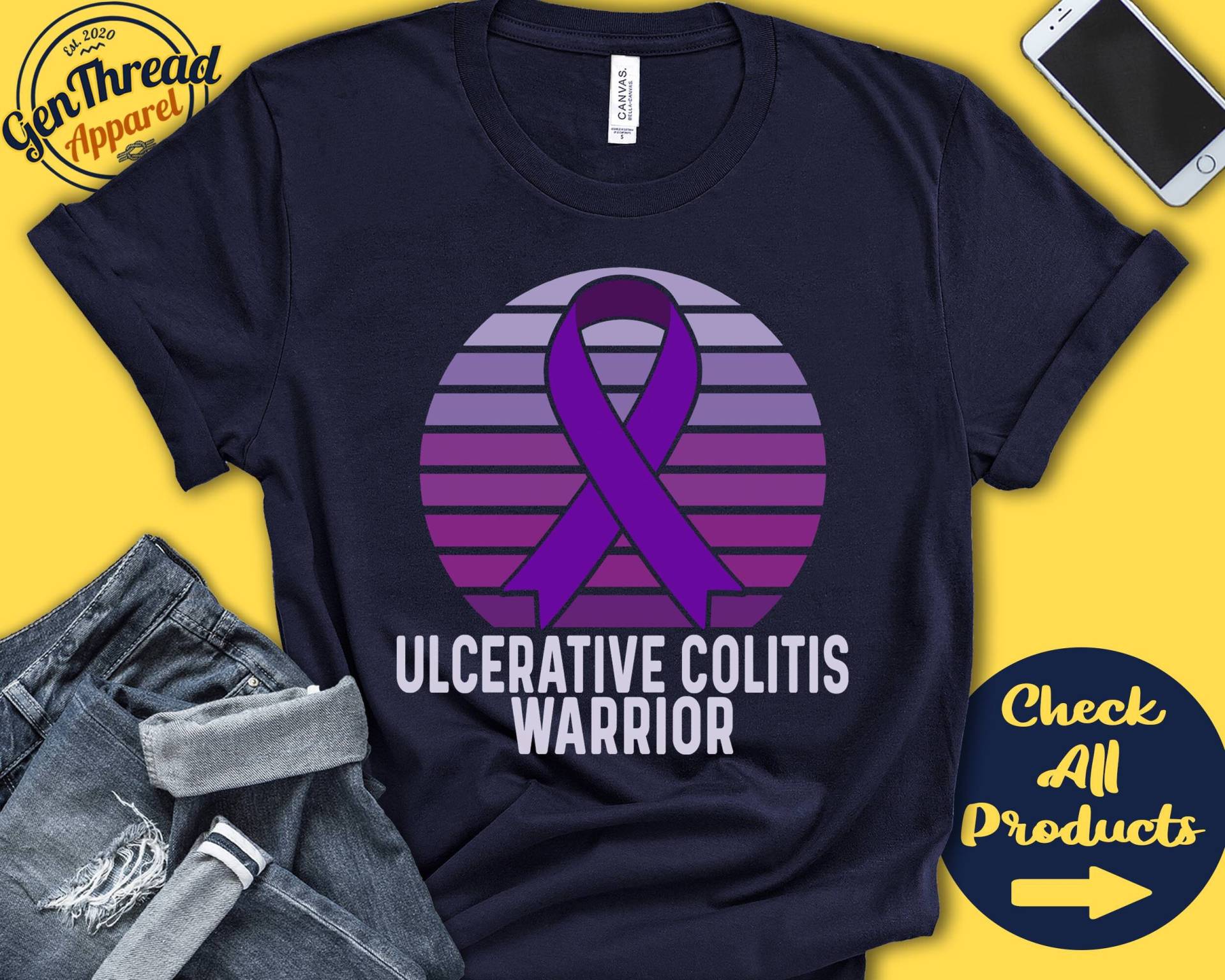 Colitis Ulcerosa Shirt | Aufklärung Über Lila Band Krieger Kämpfer Chirurgie Wiederherstellung Tank-Hoodie A1297 von GenThreadApparel