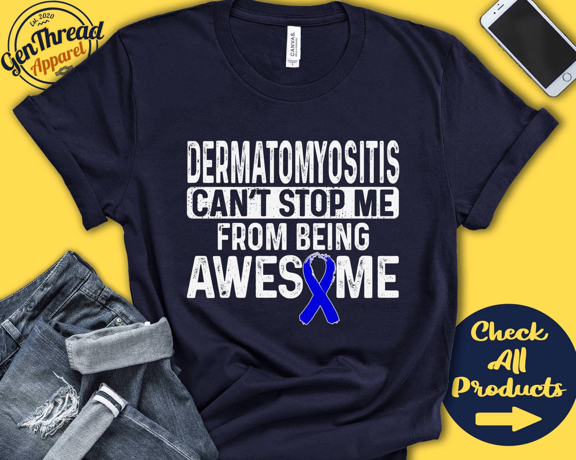 Dermatomyositis Shirt | Bewusstsein Blaues Band Kämpfer Kriegerin Eingriff Erholung Cant Stop Tank Hoodie A0936 von GenThreadApparel