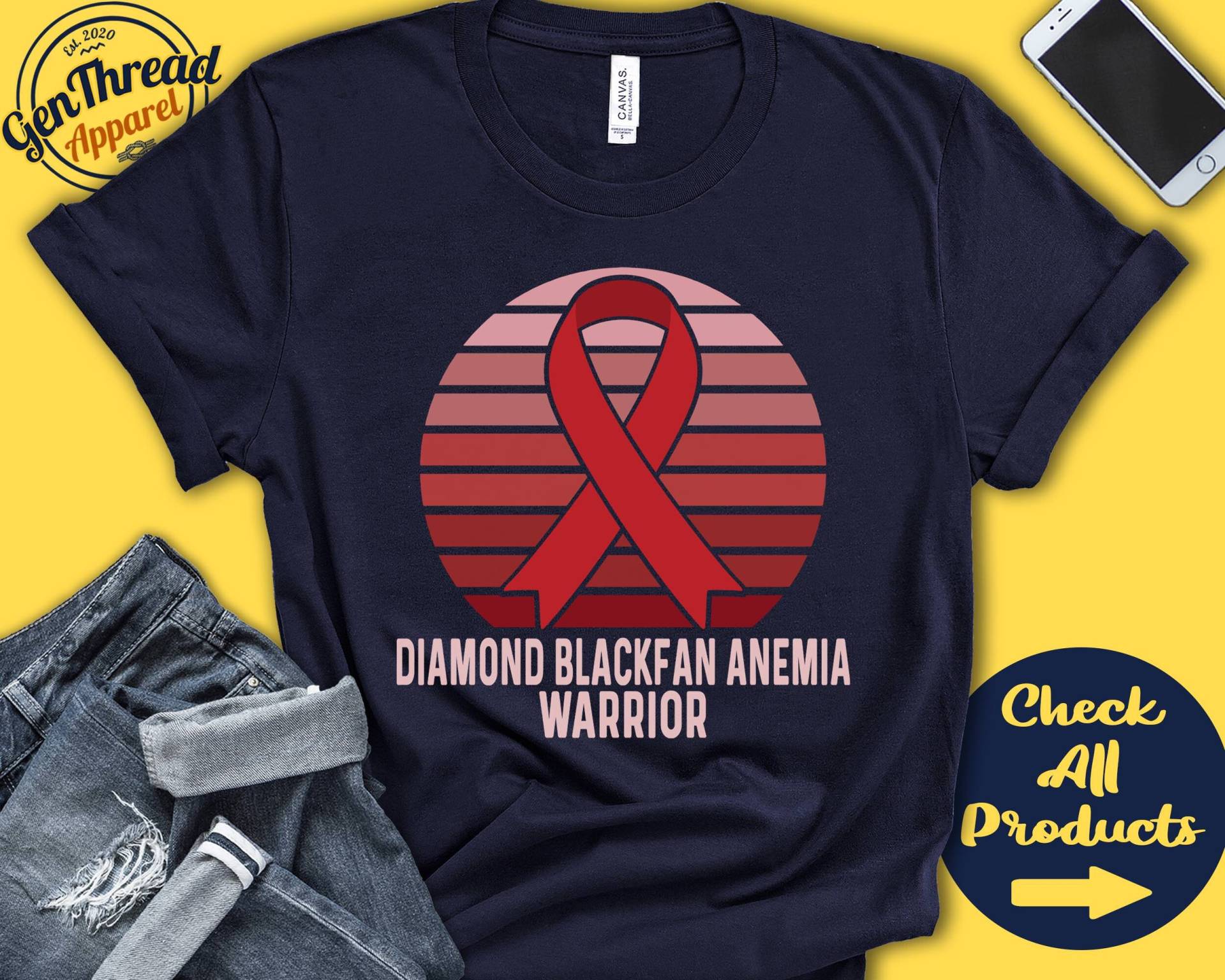 Diamant Blackfan Anemia Shirt | Awareness Rotes Band Kriegerin Kämpfer Eingriff Kapuzenpullover Für Damen A1350 von GenThreadApparel
