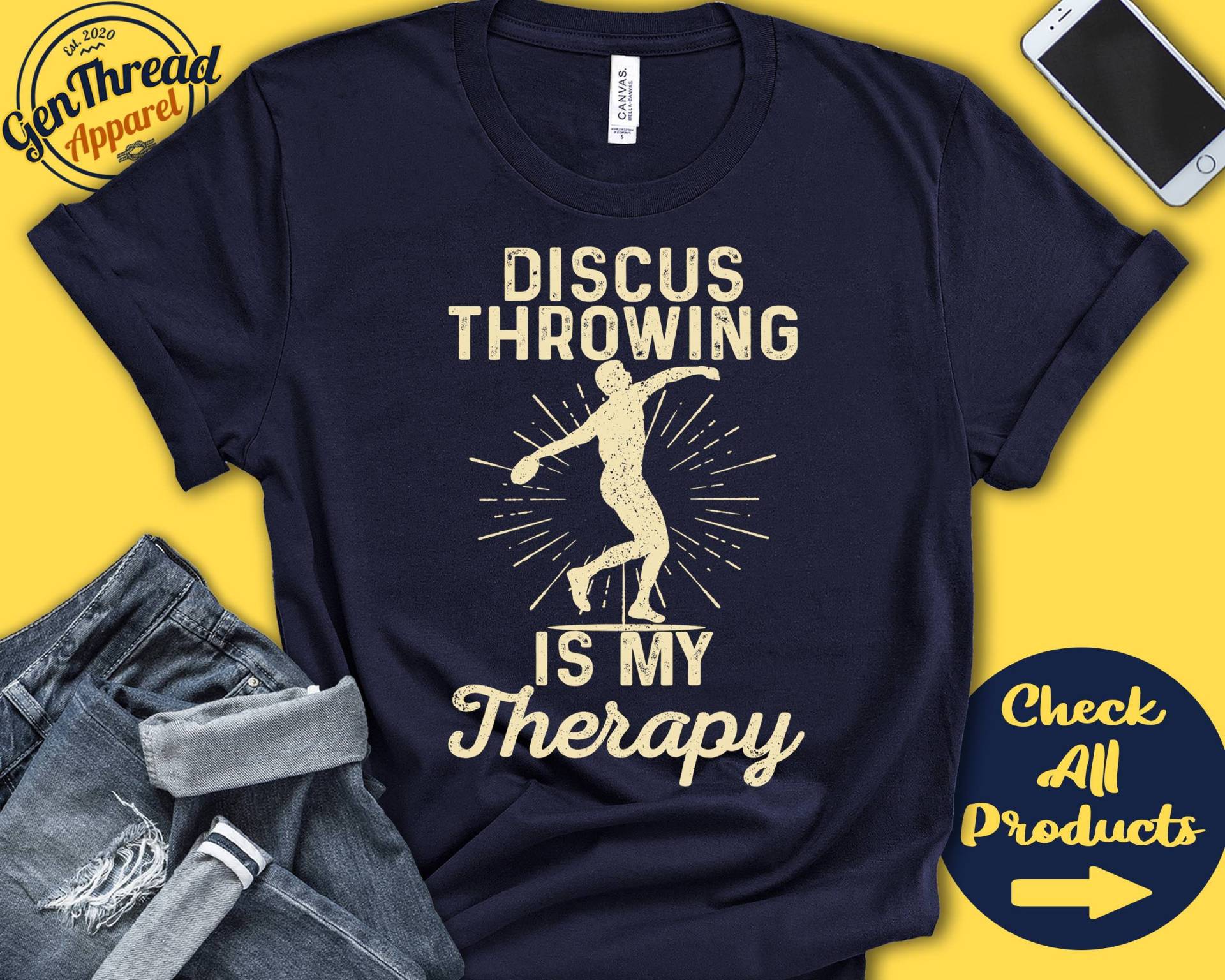 Diskus Werfer Shirt | Diskuswerfen Ist Meine Therapie Überwurf Geschenk Männer Sport |Leichtathletik Athletik Tank Hoodie A1929 von GenThreadApparel