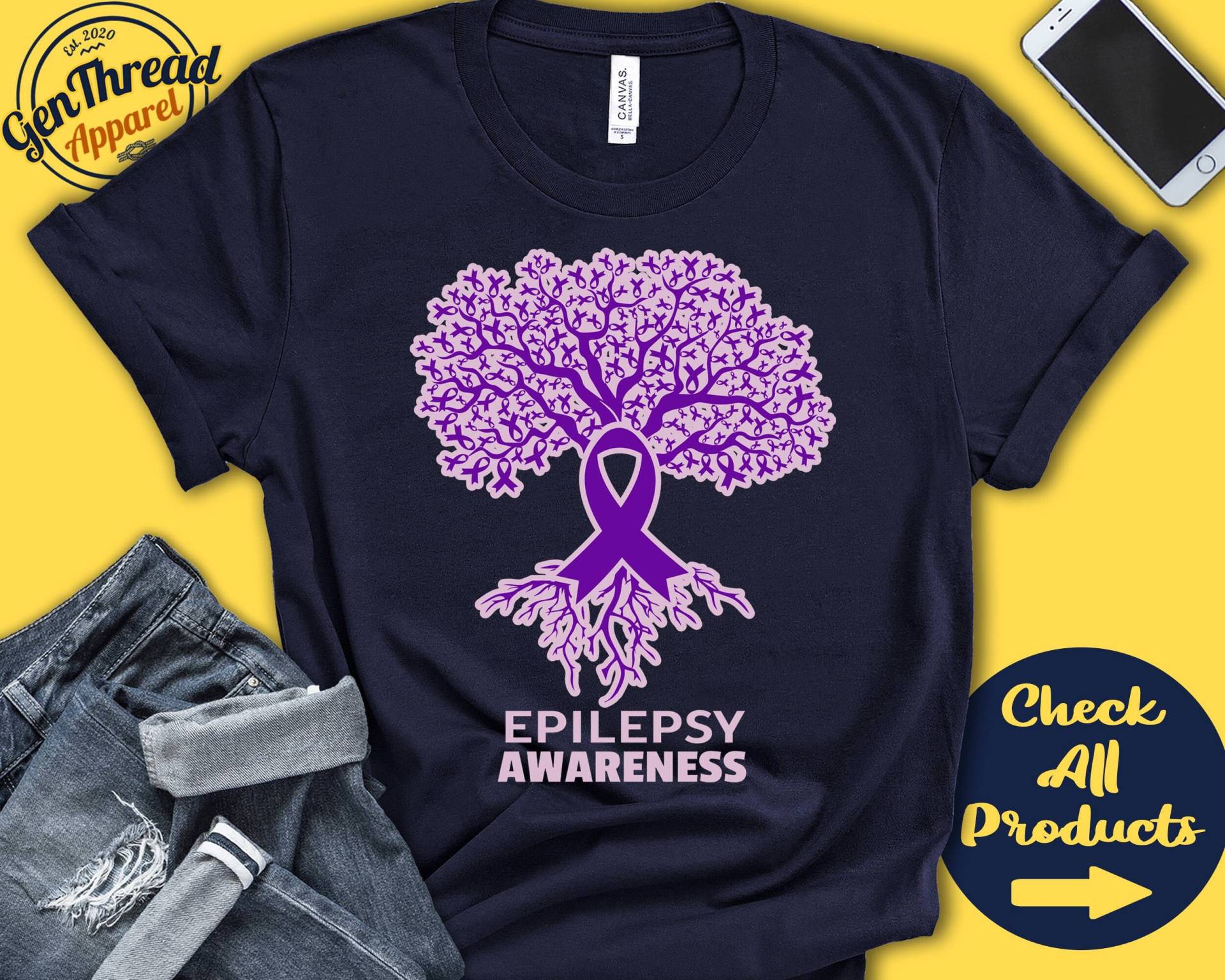 Epilepsie-Shirt | Epilepsie-Bewusstsein Lebensbaum Lila Schleifenband Kämpfer Kriegerin Eingriff Erholung Tank Hoodie A2876 von GenThreadApparel