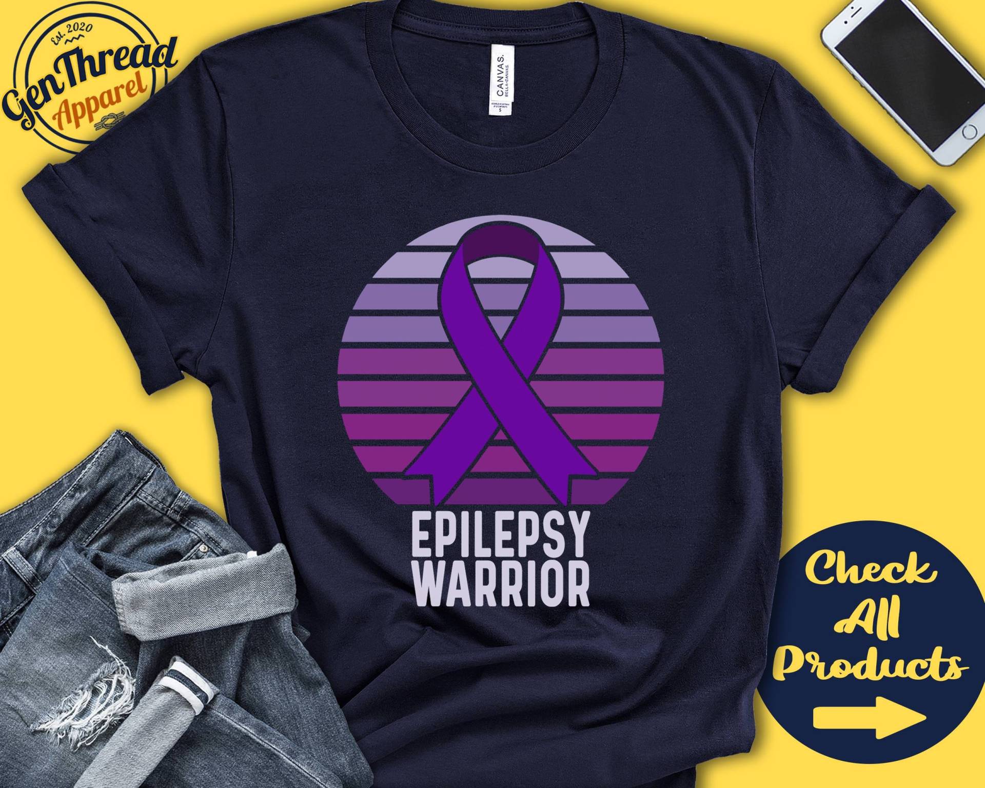 Epilepsie-Shirt | Epilepsie-Bewusstsein Lila Schleifenband Kriegerin Kämpfer Eingriff Erholung Tank Hoodie A1285 von GenThreadApparel