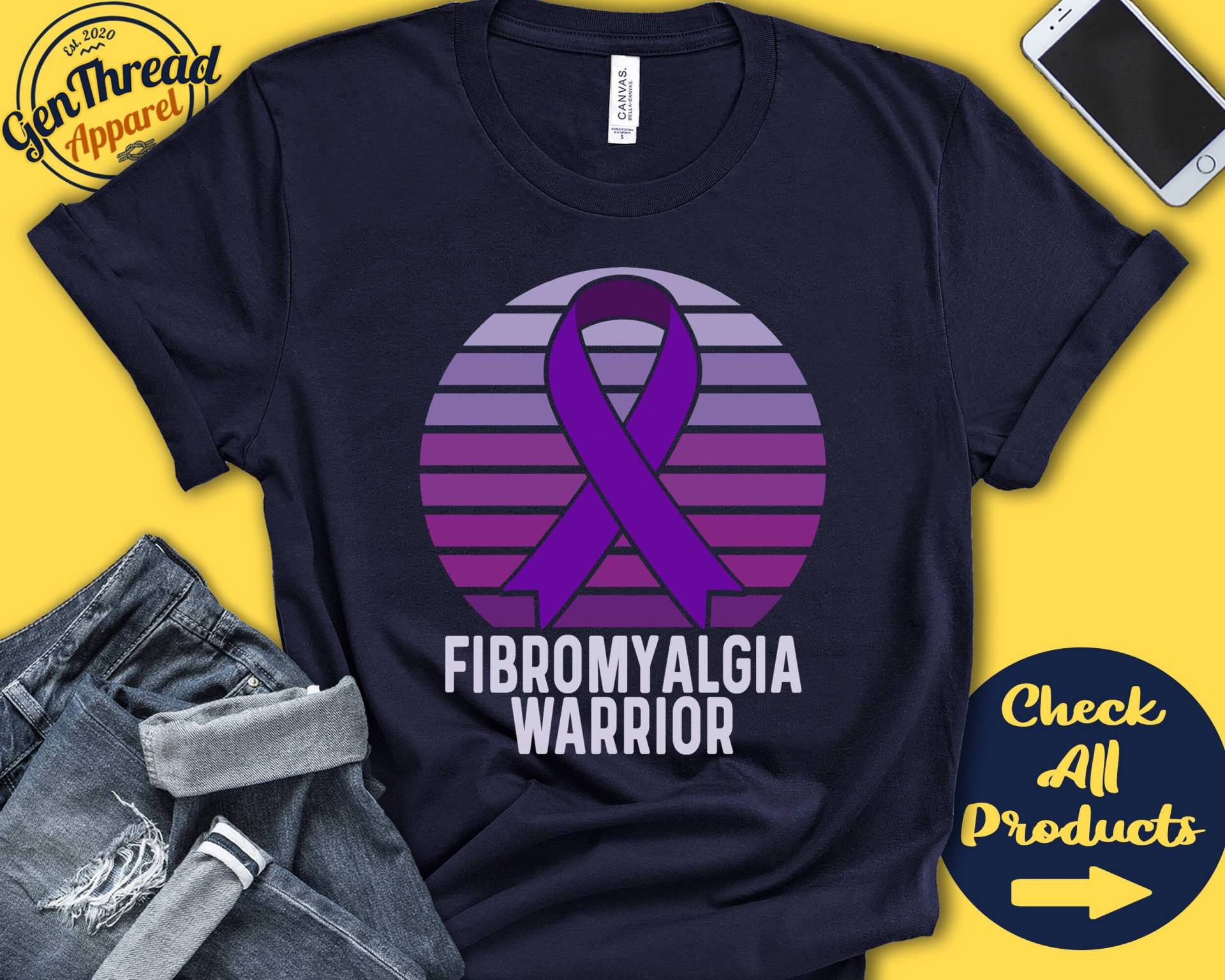 Fibromyalgie Shirt | Fibromyalgie-Bewusstsein Lila Schleifenband Kriegerin Kämpfer Eingriff Erholung Tank Hoodie A1287 von GenThreadApparel