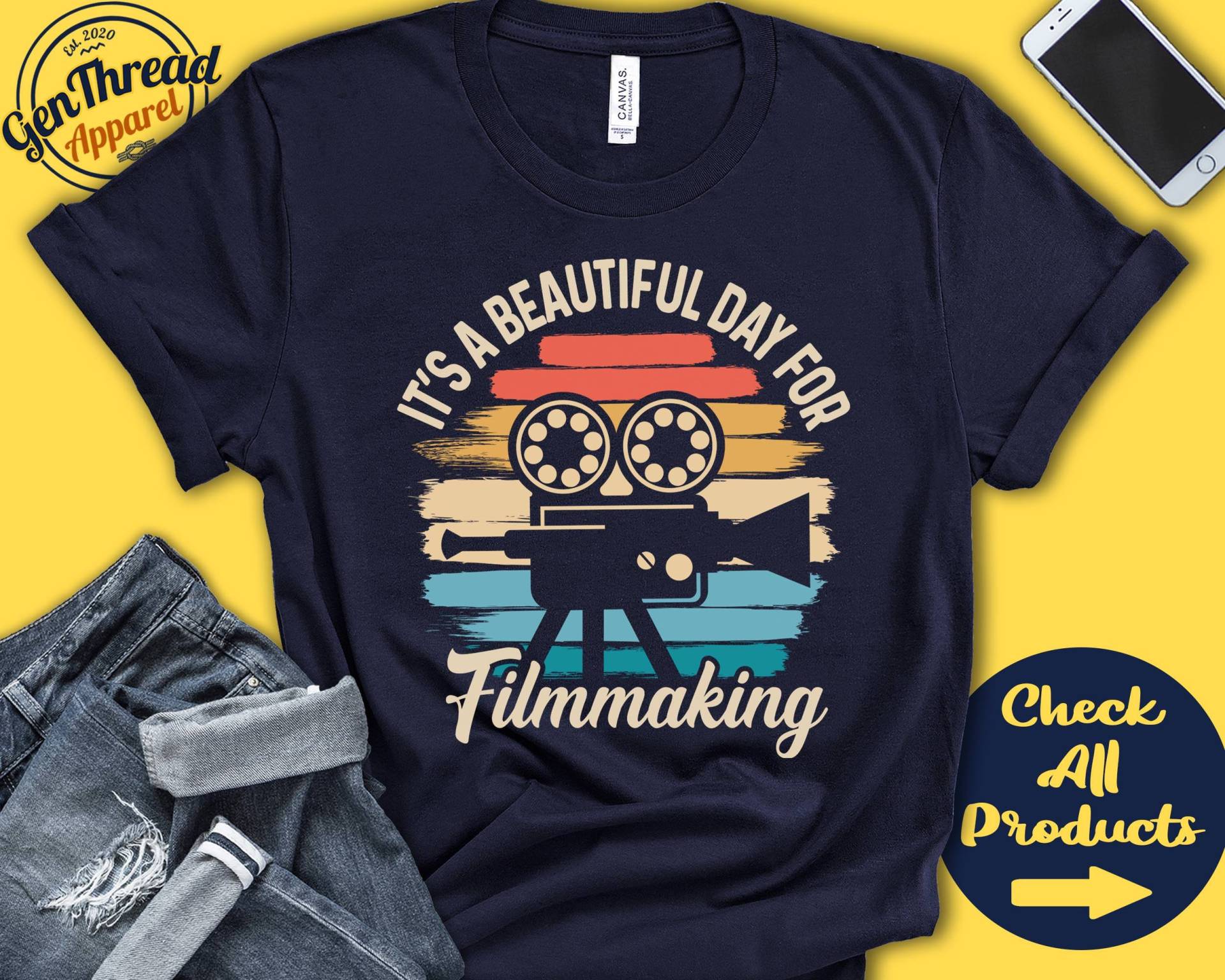 Filmemacher Shirt | Geschenk Für Kameramann T-Shirt Schöner Tag Hobby Retro-Shirt Tank Hoodie A2206 von GenThreadApparel