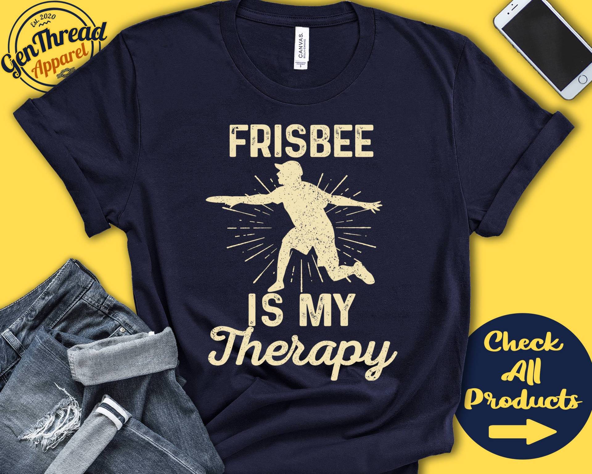 Frisbee-Shirt | Frisbee Ist Meine Therapie Geschenk Ultimative Disc Golfer T-Shirt Flugscheibe Sport Tank Hoodie A2028 von GenThreadApparel