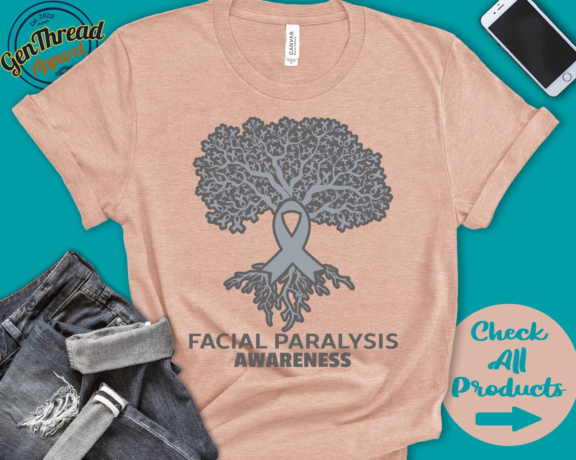 Gesichtslähmung Shirt | Bewusstsein Lebensbaum Silberband Kämpfer Kriegerin Kapuzenpullover Für Damen A2937 Gesichtslähmung Shirt | Bewusstsein Lebensbaum Silberband Kämpfer Kriegerin Kapuzenpullover Für Damen A2937 von GenThreadApparel