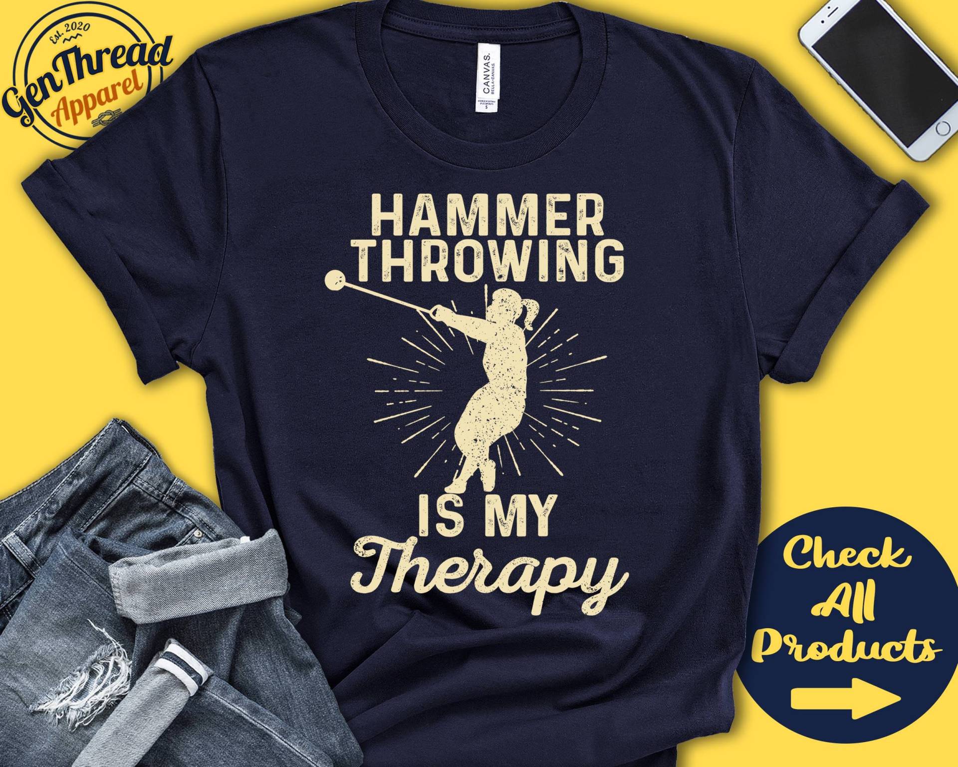 Hammerwerfer-Shirt | Hammerwerfen Ist Meine Therapie Hammerwurf-Geschenk Mädchen Sport Leichtathletik Tank-Hoodie A1926 von GenThreadApparel