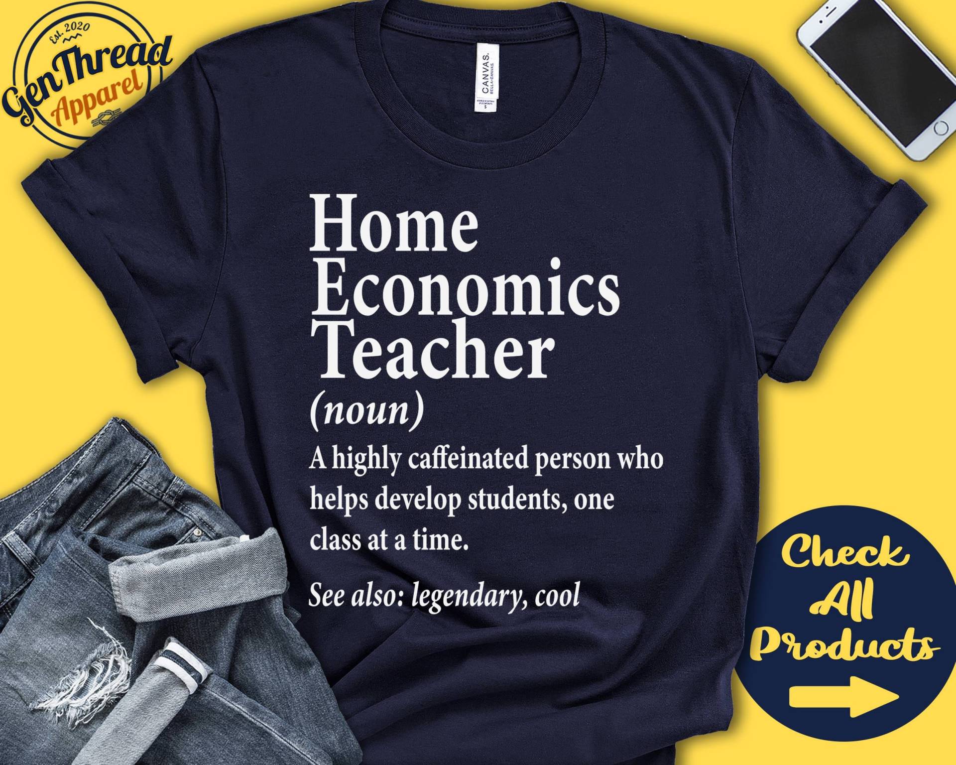 Hauswirtschaftslehrer Definition Shirt | Geschenk Schule Lehrer Grad Wertschätzung Tanktop Kapuzenpullover A0090 von GenThreadApparel