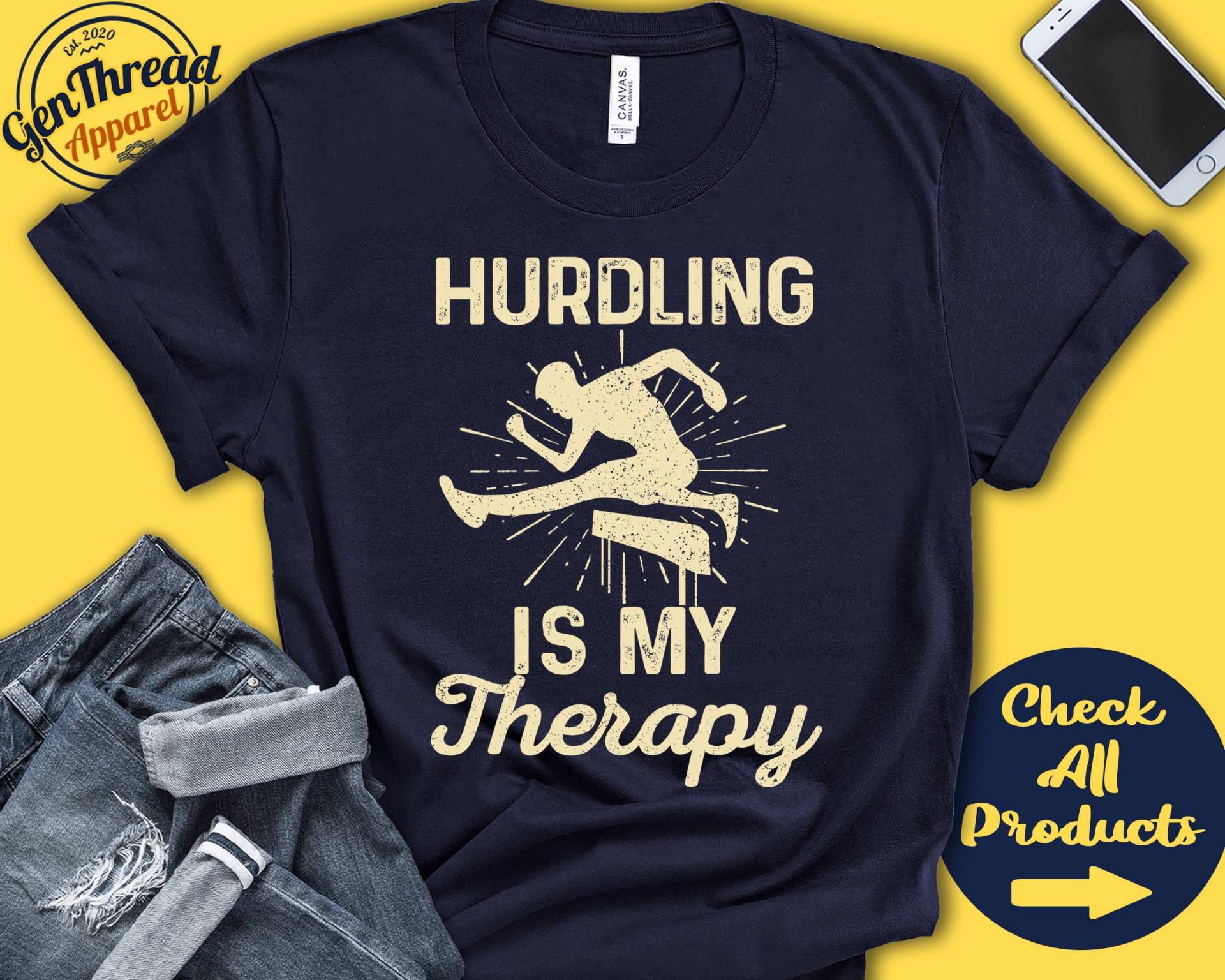 Hürdenläufer Shirt | Hürdenlauf Ist Meine Therapie Hürden Geschenk Leichtathletik Athlet Athletik Männer T-Shirt Sport Tank Hoodie A2130 von GenThreadApparel