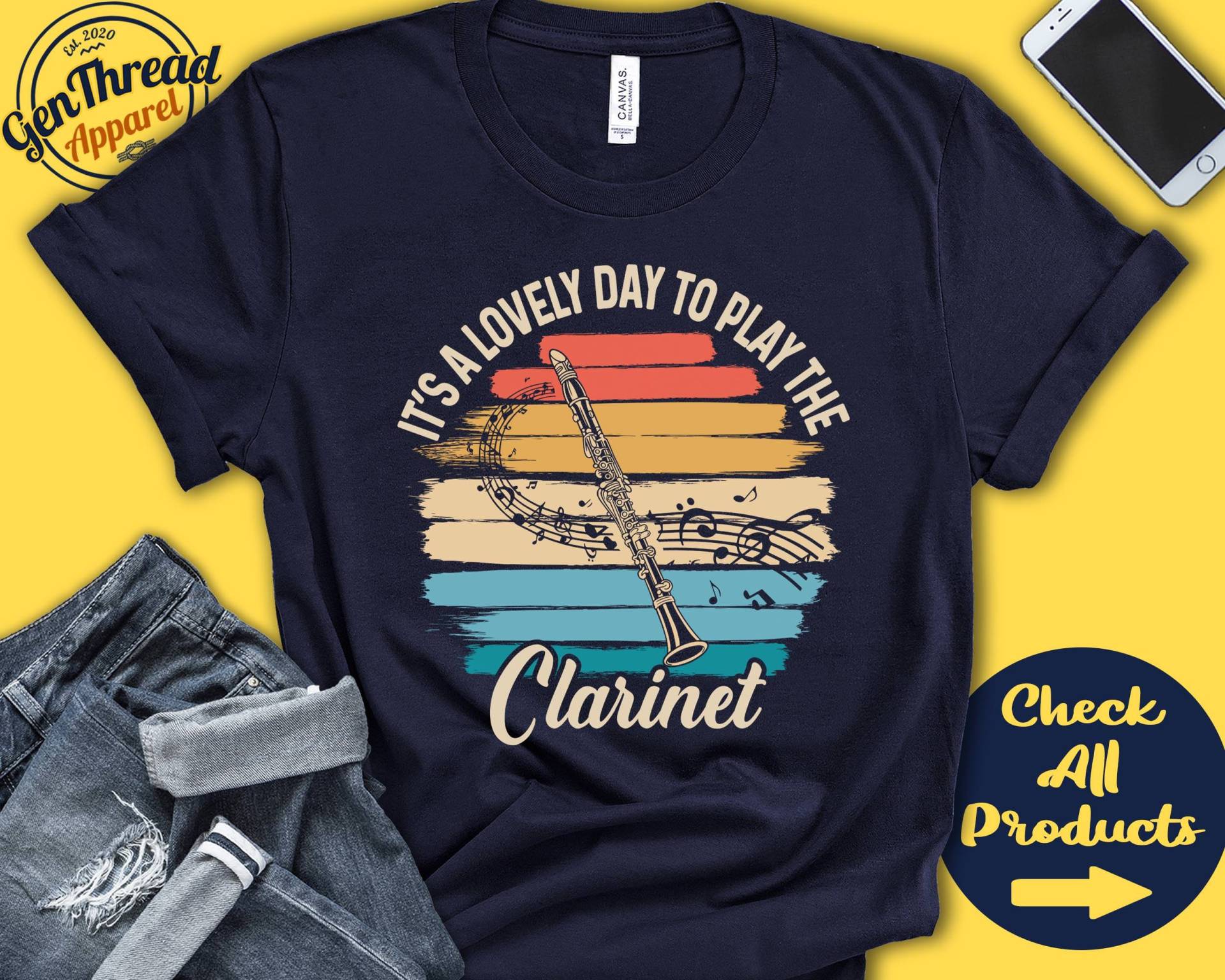 Klarinettist Shirt | Klarinette Geschenk T-Shirt Windlicht Musiker Musik Instrument Schöner Tag Tank Hoodie A2417 von GenThreadApparel