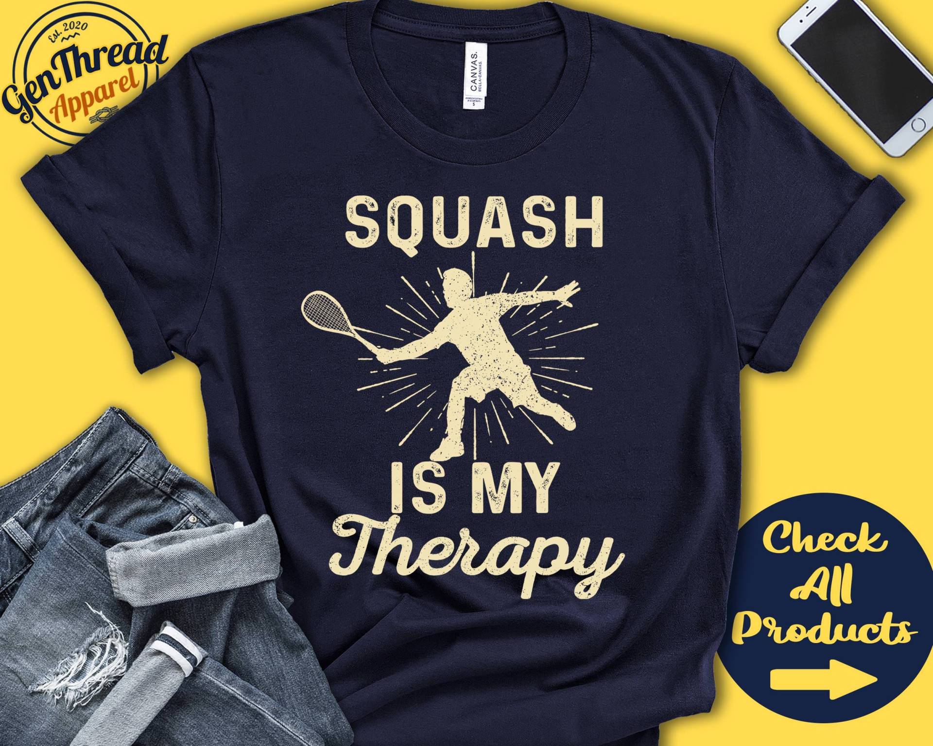 Kürbis-Shirt | Geschenk Für Squash Spieler Sport Schläger T-Shirt Hobby Ist Meine Therapie Tank Hoodie A2328 von GenThreadApparel
